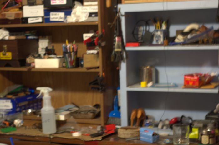 photo of shelves out of focus